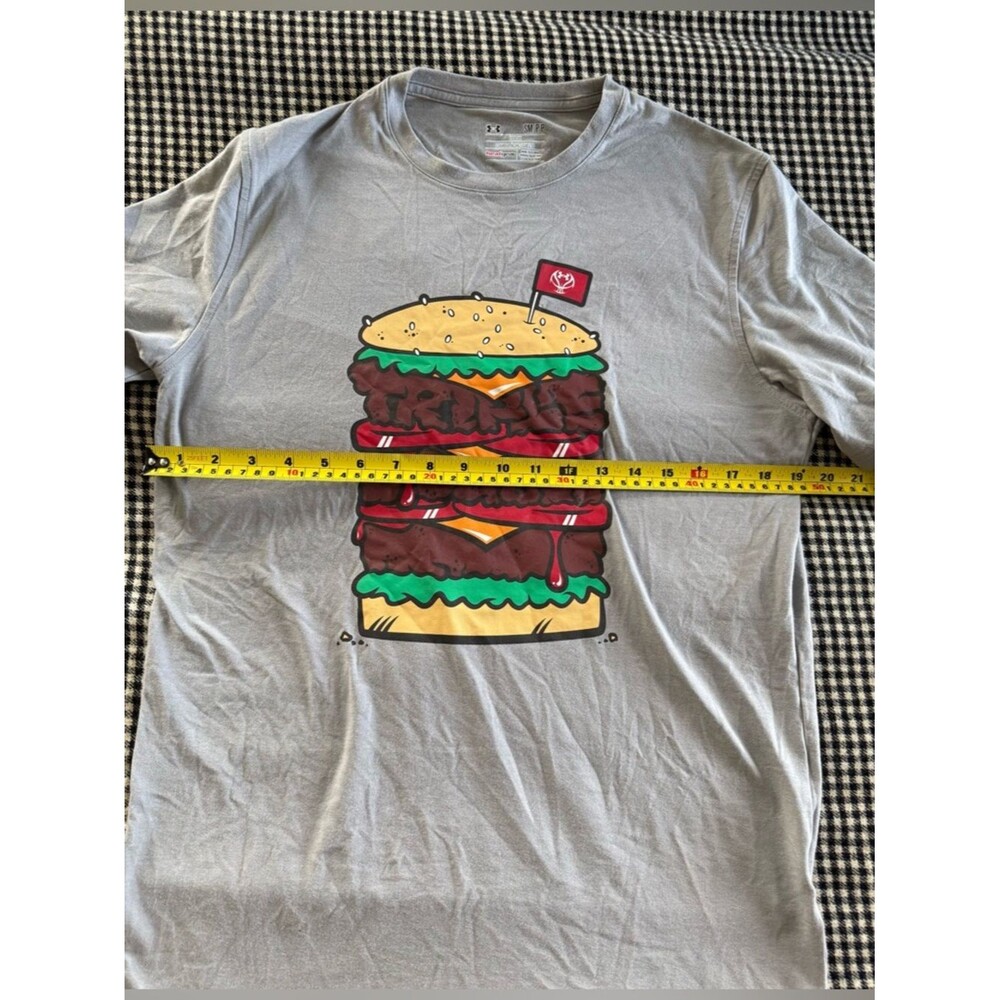 Under Armour Light Gray Burger Graphic Tee with Red and Yellow Accents - Picture 4 of 7